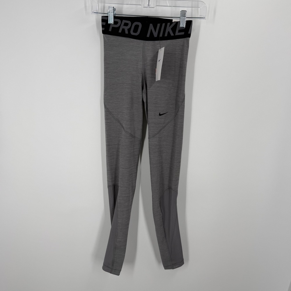 Nike Pro Leggings Womens XS Gray Space Dye Tight Fit Full Length CZ6497-056